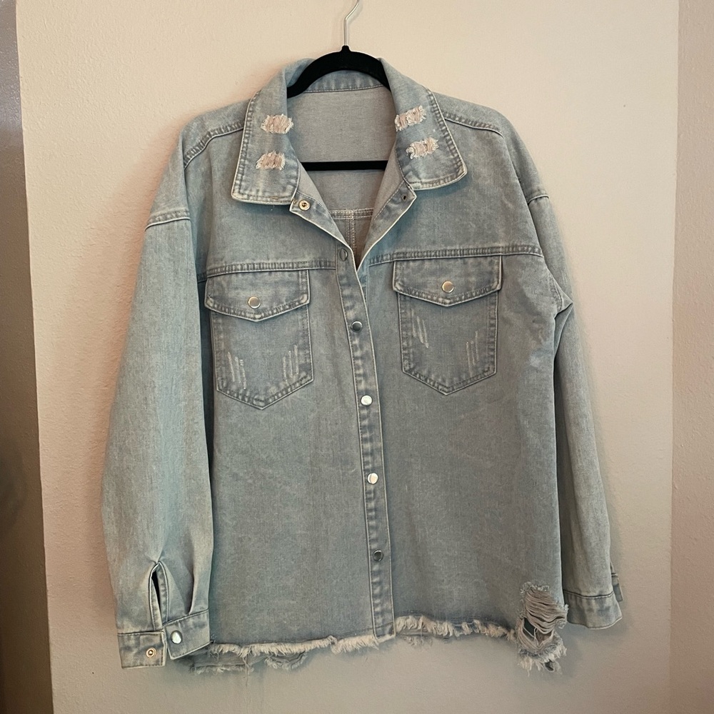 Distressed Light Blue Denim Jacket